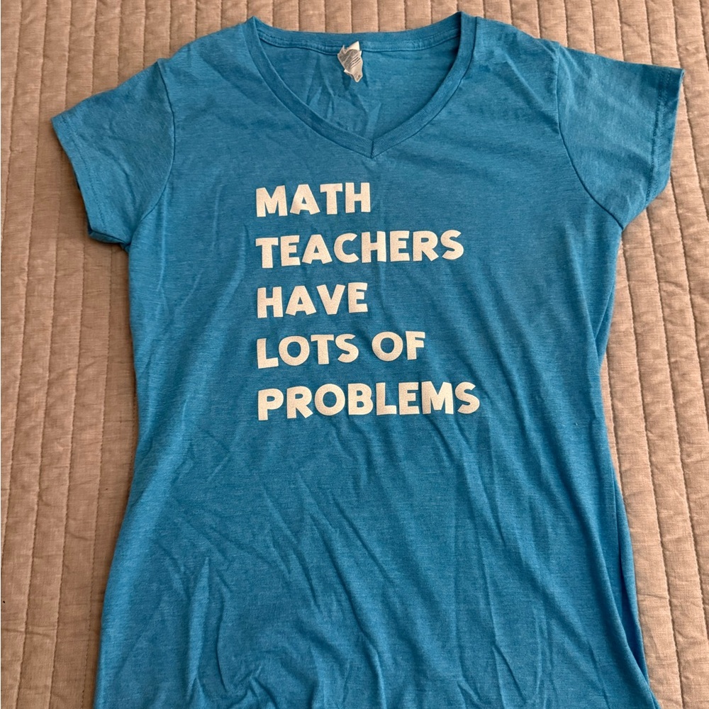Gildan Blue School T-Shirt with Math Teacher Print